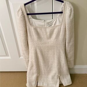 Sau Lee Jenna Tweed Dress in Cream Size 8
